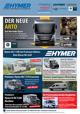 Flyer zur Herbstsonderschau im Freistaat Sulzemoos 2024. Topangebote bei Hymer.